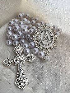 Terço de Nossa Senhora Aparecida Prata Modelo 02