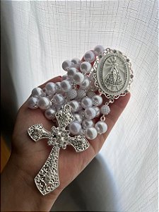 Terço de Nossa Senhora Aparecida Prata Modelo 03