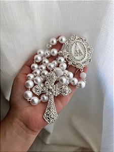 Terço de Nossa Senhora Aparecida Prata Modelo 06