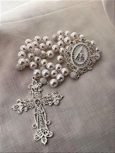 Terço de Nossa Senhora Aparecida Prata Modelo 07