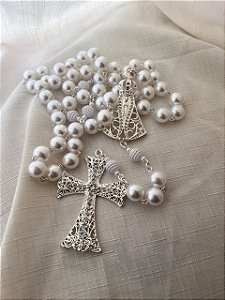 Terço de Nossa Senhora Aparecida Prata Modelo 09