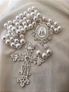 Terço de Nossa Senhora Aparecida Prata Modelo 11
