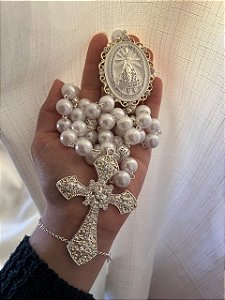 Terço de Nossa Senhora Aparecida Prata Modelo 13