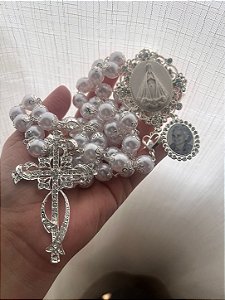 Terço de Nossa Senhora Aparecida Prata Modelo 14
