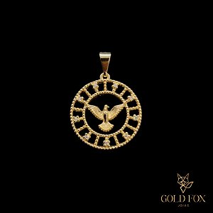 PINGENTE ESPÍRITO SANTO COM ZIRCÔNIA - BANHADO A OURO 18K