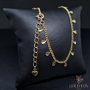 CHOKER PÊNDULOS DE GOTAS (45 CM COM EXTENSOR) - BANHADO A OURO 18K