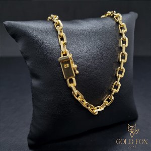 CORRENTE CADEADO 4 MM COM FECHO GAVETA (70 CM) - BANHADO A OURO 18K