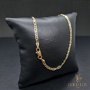 CORRENTE PIASTRINE 3 MM COM FECHO ITALIANO (60 CM) - BANHADO A OURO 18K