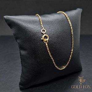 CORRENTE CADEADO FINA 1,5 MM FECHO ARGOLINHA (45 CM) - BANHADO A OURO 18K