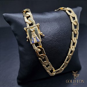 CORRENTE GRUMET 8 MM FECHO NOSSA SENHORA (60 CM) - BANHADO A OURO 18K