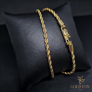 CORRENTE CORDÃO BAIANO 3 MM FECHO CANHÃO (60 CM) - BANHADO A OURO 18K