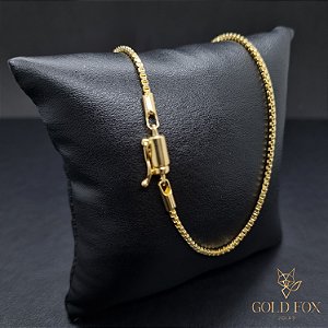 CORRENTE VENEZIANA DIAMANTADA FECHO CANHÃO (60 CM) - BANHADO A OURO 18K