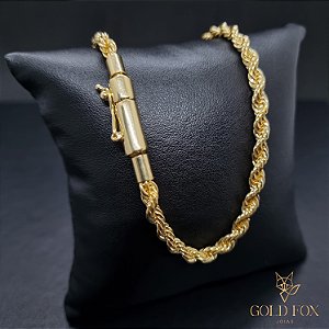 CORRENTE CORDÃO BAIANO 4 MM FECHO CANHÃO ARTICULADO (60 CM) - BANHADO A OURO 18K