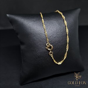 CORRENTE SINGAPURA 1,5 MM COM FECHO ARGOLINHA (45 CM) - BANHADO A OURO 18K