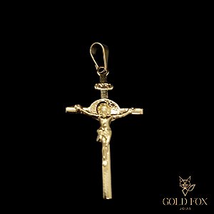 PINGENTE CRUZ INRI SOBREPOSTO - BANHADO A OURO 18K