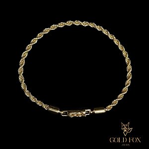PULSEIRA CORDÃO BAIANO 3 MM FECHO CANHÃO (19 CM) - BANHADO A OURO 18K