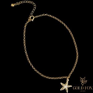 TORNOZELEIRA ESTRELA DO MAR (COM EXTENSOR) - BANHADO A OURO 18K