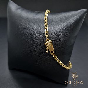 PULSEIRA CADEADO 4 MM FECHO GAVETA SIMPLES (19 CM) - BANHADO A OURO 18K