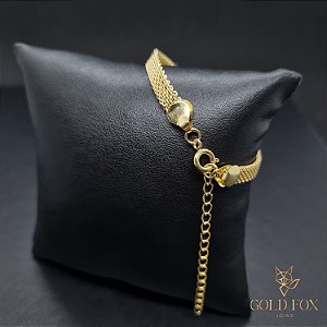 PULSEIRA ITALIANO 5 MM 15 CM + EXTENSOR (FECHO ARGOLINHA) - BANHADO A OURO 18K