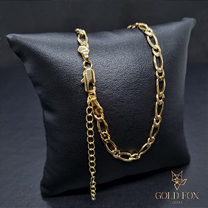 CHOKER 3X1 4,5 MM 35 CM + EXTENSOR (FECHO ITALIANO) - BANHADO A OURO 18K