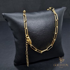 CHOKER ARREDONDADA 3,5 MM 35 CM + EXTENSOR (FECHO ITALIANO) - BANHADO A OURO 18K