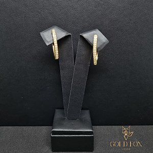 BRINCO CLICK BARRA 13 PEDRAS DE ZIRCÔNIA (3,6 G) - BANHADO A OURO 18K
