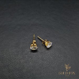 BRINCO PEDRA CIRCULAR C/ CAIXA 6,5 MM (1,2 G) - BANHADO A OURO 18K