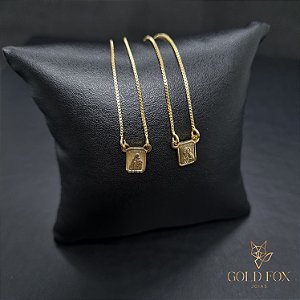 ESCAPULÁRIO NOSSA SENHORA E JESUS 1 MM 60 CM  (VENEZIANA) - BANHADO A OURO 18K