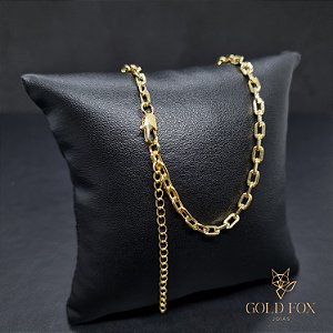 CHOKER CADEADO 35 CM + EXTENSOR 3 MM (FECHO ITALIANO) - BANHADO A OURO 18K