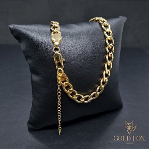 CHOKER GRUMET 6 MM 35 CM + EXTENSOR (FECHO ITALIANO) - BANHADO A OURO 18K