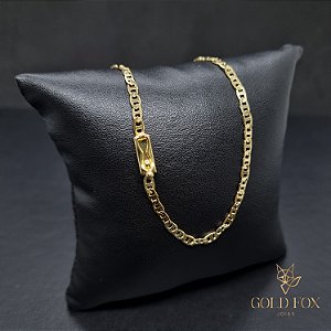 CORRENTE PIASTRINE 2,5 MM 60 CM (FECHO GAVETA) - BANHADO A OURO 18K