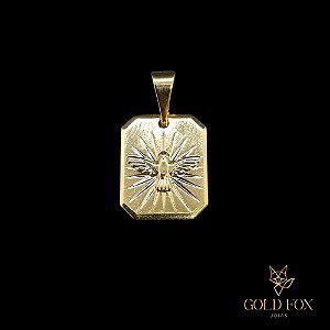 PINGENTE MEDALHÃO ESPÍRITO SANTO - BANHADO A OURO 18K