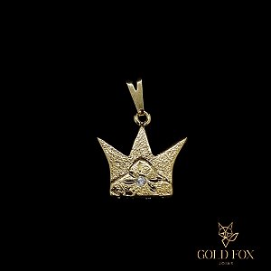 PINGENTE COROA COM 1 ZIRCÔNIA - BANHADO A OURO 18K