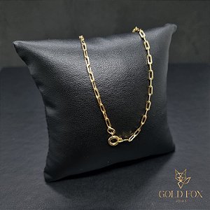 CORRENTE CADEADO 3 MM FECHO ARGOLINHA (60 CM) - BANHADO A OURO 18K