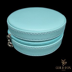 MINI PORTA-JOIAS REDONDO VERDE ÁGUA (DIÂM. 10 CM; ALT. 5 CM)