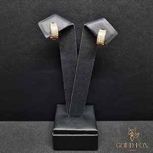 BRINCO ARGOLINHA CRAVEJADA 3 FILEIRAS (M) - BANHADO A OURO 18K