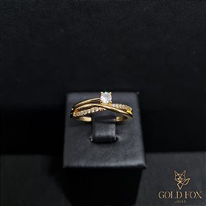 ANEL FIO LISO E CRAVEJADO COM PONTO DE LUZ (TAM. 18) - BANHADO A OURO 18K