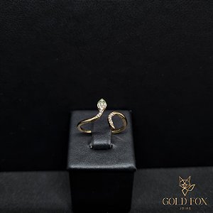 ANEL SNAKE CRAVEJADO CRISTAL OLHOS VERDES (AJUSTÁVEL) - BANHADO A OURO 18K