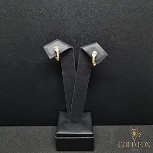 BRINCO ARGOLINHA CLICK SNAKE CRAVEJADA OLHOS VERDES - BANHADO A OURO 18K