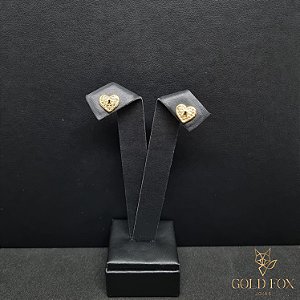BRINCO CORAÇÃO CRAVEJADO FECHADURA - BANHADO A OURO 18K