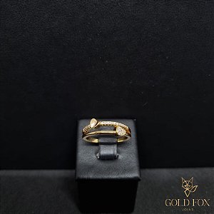 ANEL FIO E CORAÇÕES LISO E CRAVEJADO - BANHADO A OURO 18K