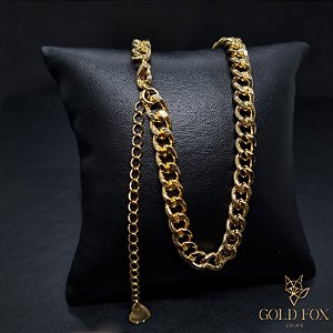 COLAR ELOS ACHATADOS GRUMET M 40 + 7 CM - BANHADO A OURO 18K