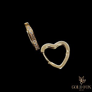 BRINCO ARGOLINHA CRAVEJADO CORAÇÃO G - BANHADO A OURO 18K