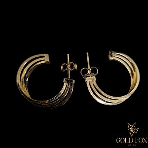 BRINCO ARGOLA 3 FIOS QUADRADO - BANHADO A OURO 18K