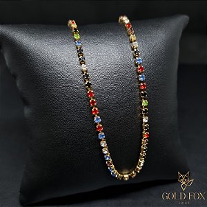 CHOKER RIVIERA COLORS ESPAÇADAS - BANHADO A OURO 18K