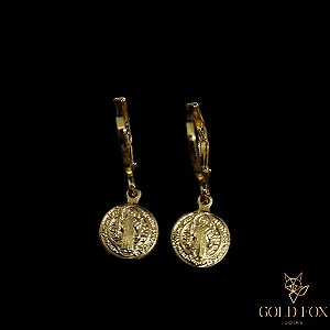 BRINCO ARGOLA SÃO BENTO - BANHADO A OURO 18K
