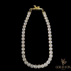 PULSEIRA RIVIERA ZIRCÔNIA BRANCA 4 MM (20 CM) - BANHADO A OURO 18K
