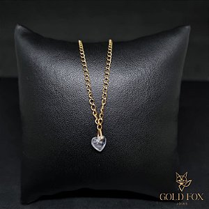 TORNOZELEIRA PONTO DE LUZ ÚNICO CORAÇÃO - BANHADO A OURO 18K