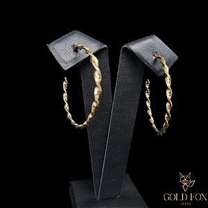BRINCO ARGOLA FIO TORCIDO G - BANHADO A OURO 18K
