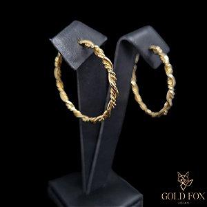 BRINCO ARGOLA FIO LISO E TORCIDO G - BANHADO A OURO 18K